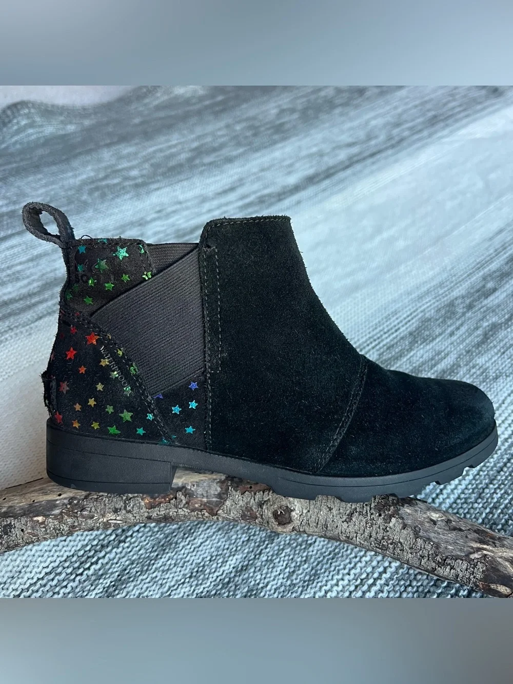 Sorel Emelie Chelsea Girls Black Suede Booties